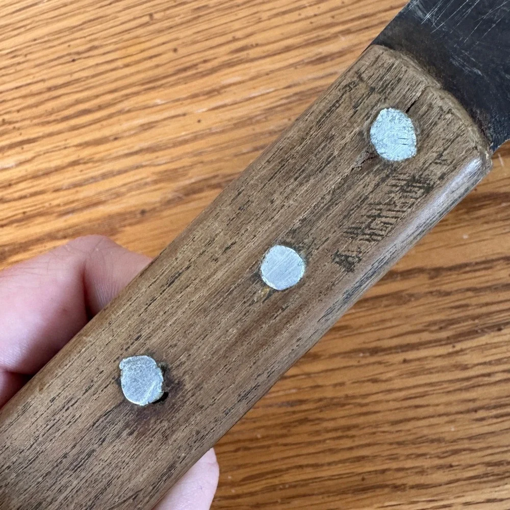 Vintage‎ Hand Forged Butcher Knife Rustic 10.5 Inch Blade Wood Handle